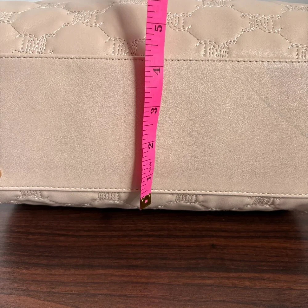 Juicy Couture Tie The Knot Satchel Sandstone Pink Bow Faux Pearl Charm Chic